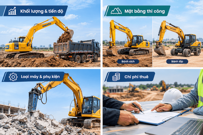 Kinh nghiệm chọn xe đào phù hợp với công trình