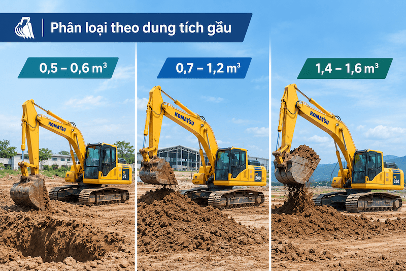 Phân loại theo dung tích gầu