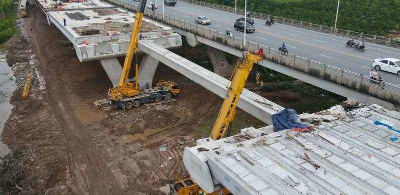 Lắp đặt dầm Super T lên gối
