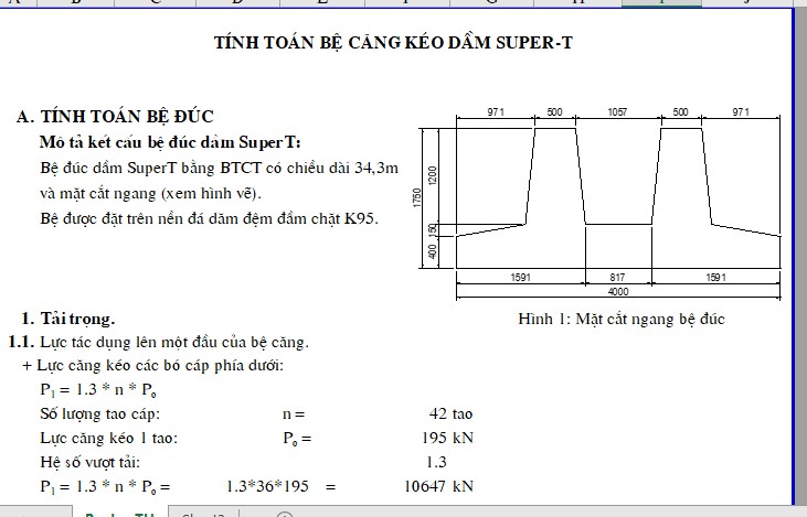 Tiêu chuẩn sử dụng khi lập bảng tính dầm Super T